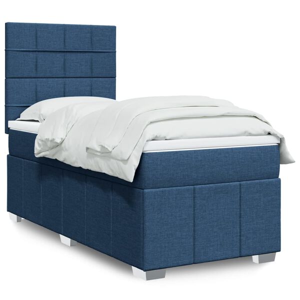 vidaXL Boxspringbett mit Matratze Blau 100x200 cm Stoff