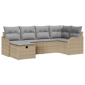 vidaXL Garten-Sofa-Set mit Kissen 6 pcs Beige und Hellgrau Poly Rattan