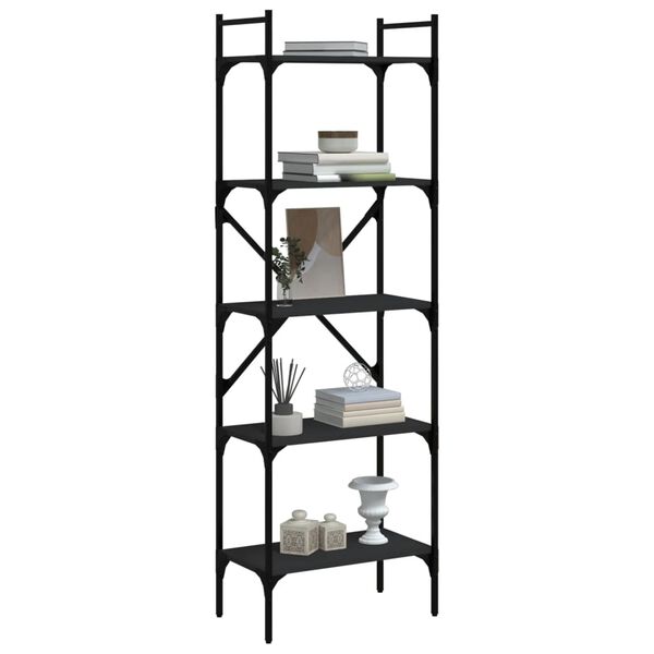 vidaXL B&uuml;cherregal 5 F&auml;cher Schwarz 56x31,5x174 cm Holzwerkstoff
