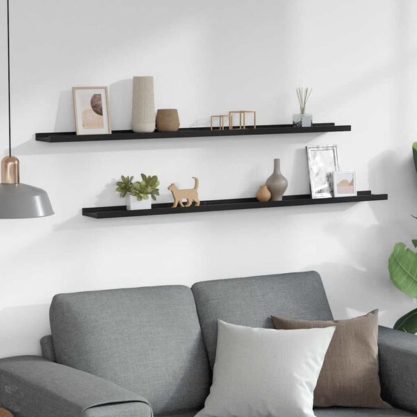 vidaXL Wandregale 2 Stk. Schwarz 115x9x3 cm