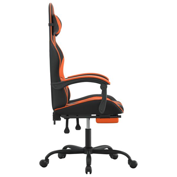 vidaXL Gaming-Stuhl mit Fu&szlig;st&uuml;tze Schwarz und Orange Kunstleder
