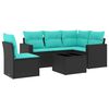 vidaXL 6-tlg. Garten-Sofagarnitur mit Kissen Schwarz Poly Rattan