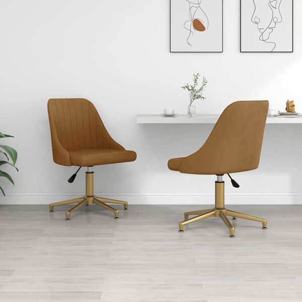 vidaXL Esszimmerst&uuml;hle 2 Stk. Drehbar Braun Samt
