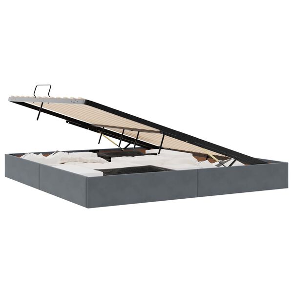 vidaXL Aufbewahrungsbett mit Matratze Dunkelgrau 200 x 200 cm Samt