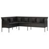 vidaXL Gartensofa in L-Form mit Kissen Schwarz Poly Rattan
