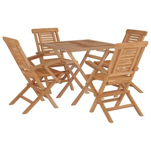 vidaXL 5-tlg. Garten-Essgruppe Massivholz Teak