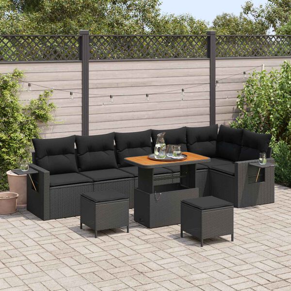 vidaXL Garten-Sofa-Set 9 pcs Schwarz Poly-Rattan