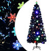 vidaXL Weihnachtsbaum mit LED-Schneeflocken Schwarz 210 cm Fiberoptik