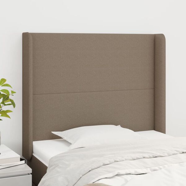 vidaXL Kopfteil mit Ohren Taupe 93x16x118/128 cm Stoff