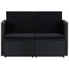 vidaXL 2-Sitzer-Gartensofa mit Auflagen Schwarz Poly Rattan