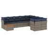 vidaXL 10-tlg. Garten-Sofagarnitur mit Kissen Grau Poly Rattan