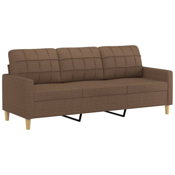 vidaXL 3-Sitzer-Sofa mit Zierkissen Braun 180 cm Stoff