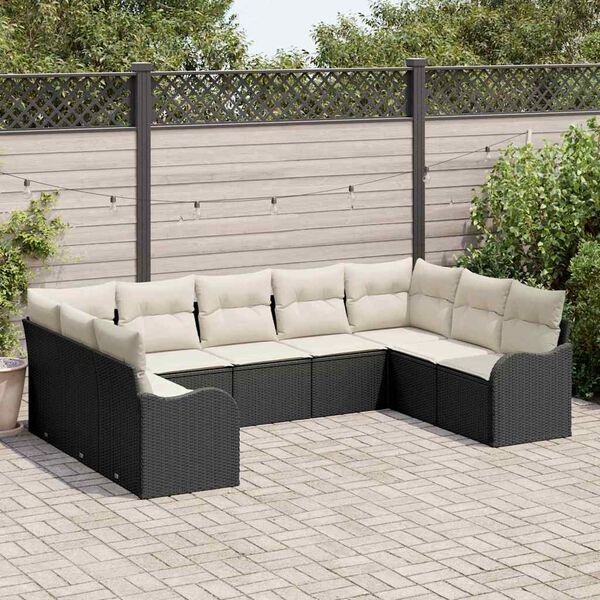 vidaXL Gartensofa-set 9 pcs Schwarz Poly-Rattan