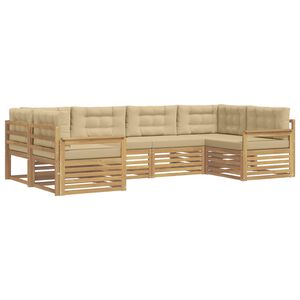 vidaXL Outdoor-Sofagarnitur 6 stk. Wei&szlig; und Beige Massivholz Akazie