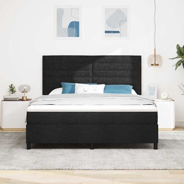 vidaXL Boxspringbett mit Matratze mit LED Schwarz 180 x 200 cm Stoff
