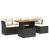 vidaXL 6-tlg. Garten-Sofagarnitur mit Kissen Schwarz Poly Rattan