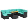 vidaXL 9-tlg. Garten-Sofagarnitur mit Kissen Grau Poly Rattan Akazie