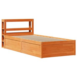 vidaXL Massivholzbett mit Kopfteil Wachsbraun 75x190 cm Kiefer