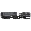 vidaXL 7-tlg. Garten-Lounge-Set mit Kissen Schwarz Massivholz