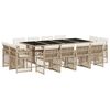 vidaXL 13-tlg. Garten-Essgruppe mit Kissen Beige Poly Rattan