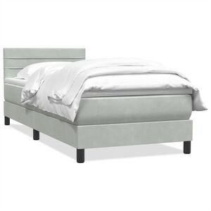 vidaXL Boxspringbett mit Matratze Hellgrau 90x210 cm Samt