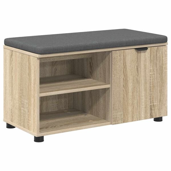 vidaXL Flurbank mit Kissen mit Regal Sonoma-Eiche 80 x 38 x 46 cm