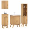 vidaXL Badezimmerm&ouml;bel-Set mit Regal 4 pcs Braun Massivholz Kiefer