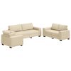 vidaXL 3-teiliges Sofa-Set mit Kissen, cremefarbener Stoff