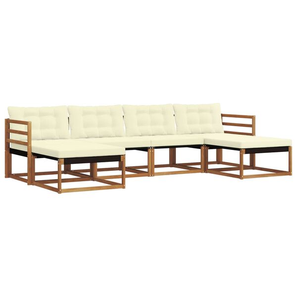 vidaXL Outdoor-Sofagarnitur mit Kissen 6 pcs Natur und Creme