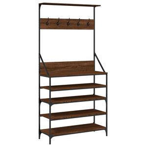 vidaXL Kleiderst&auml;nder mit Schuhablage Braun Eiche-Optik 90x34x184 cm