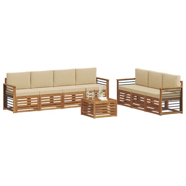 vidaXL Sofagarnituren 8 pcs Natur und Beige Massivholz Akazie