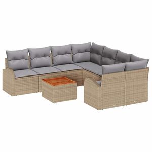 vidaXL Gartensofa-set mit Kissen 9 pcs Beige Poly-Rattan