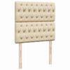 vidaXL Ottoman-Bett mit Matratzen & LEDs Creme 200x200 cm Stoff