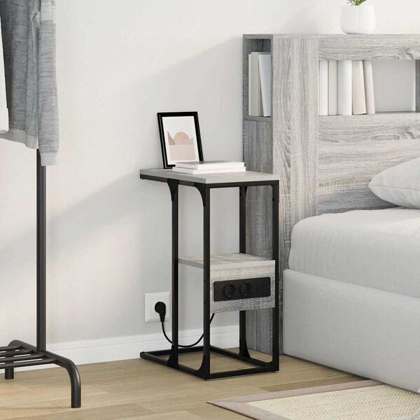 vidaXL Nachttisch Grau Sonoma 41,5 x 26 x 60,5 cm Holzwerkstoff