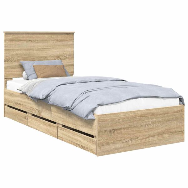 vidaXL Bettrahmen Sonoma-Eiche 90 x 190 cm Ingenieurs Holz