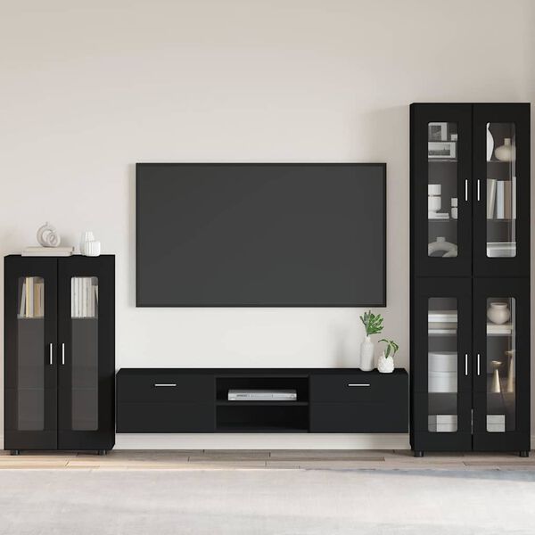 vidaXL Sideboard mit Regal Schwarz 55,5 x 29 x 103 cm Holzwerkstoff