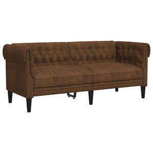 vidaXL Chesterfield-Sofa 2-Sitzer Braun Stoff