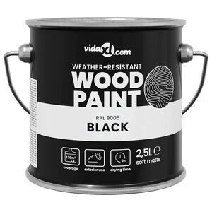vidaXL Holzfarbe Schwarz 2,5 L Wanddruck