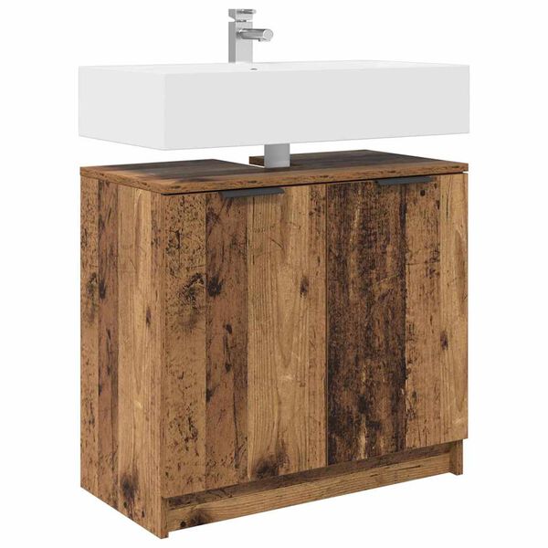 vidaXL Badezimmerschrank Altholz 64,5 x 33,5 x 59 cm Holzwerkstoff