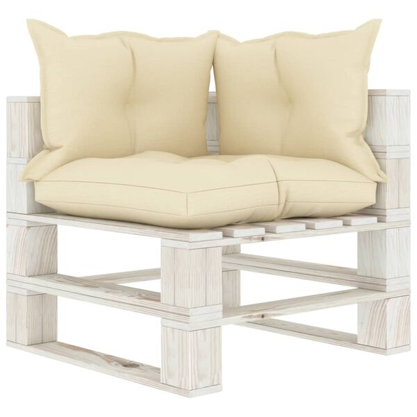 vidaXL 6-tlg. Garten-Lounge-Set Paletten mit Kissen in Creme Holz