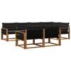 vidaXL Outdoor-Sofagarnitur mit Kissen 7 pcs Nat&uuml;rlich und Schwarz