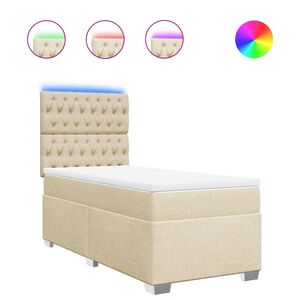 vidaXL Boxspringbett mit Matratze Creme 80x200 cm Stoff