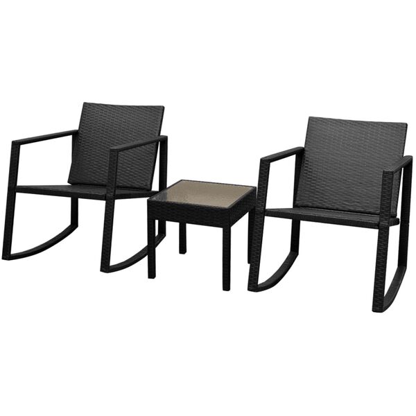 vidaXL 3-tlg. Bistro-Set Poly Rattan Schwarz