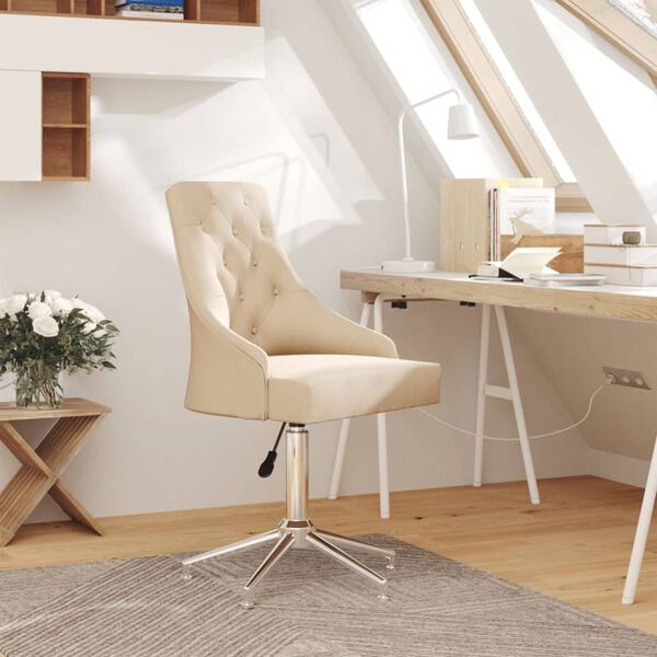 vidaXL B&uuml;rostuhl Drehbar Creme Stoff