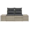 vidaXL Gartensofa mit Kissen Grau 184 x 62 x 69 cm Poly-Rattan