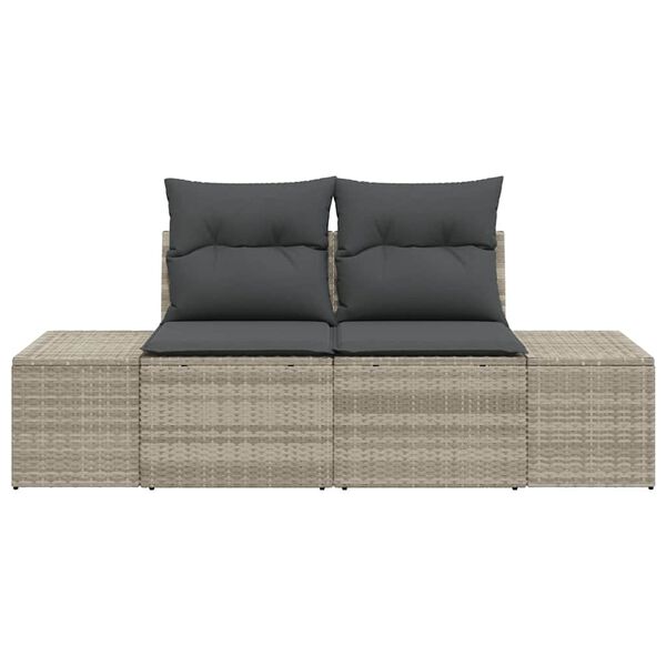 vidaXL Gartensofa mit Kissen Grau 184 x 62 x 69 cm Poly-Rattan