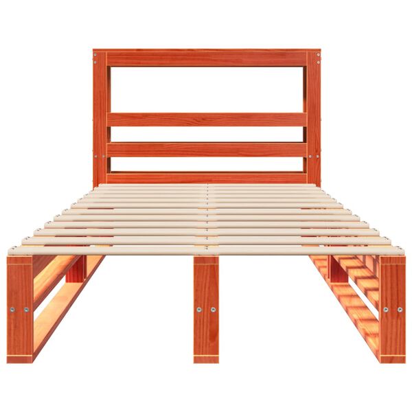 vidaXL Massivholzbett ohne Matratze Wachsbraun 100x200 Kiefernholz