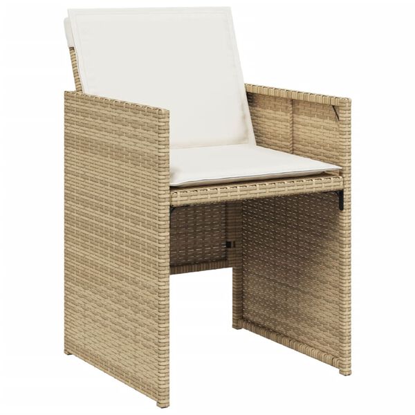 vidaXL Gartenstühle mit Kissen 4 Stk. Beige Poly Rattan