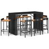 vidaXL 9-tlg. Gartenbar-Set Schwarz Poly Rattan & Massivholz Akazie