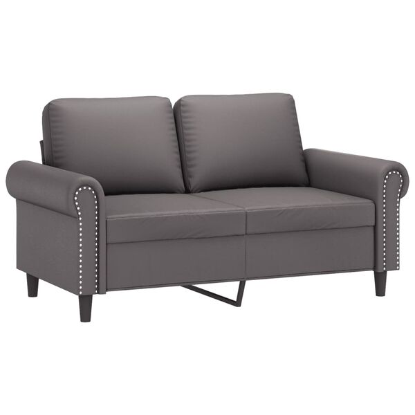 vidaXL 2-Sitzer-Sofa mit Zierkissen Grau 120 cm Kunstleder